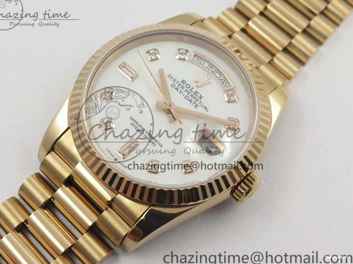 Day-Date Dial President RG on 128239 MOP Best Bp Edition Maker White Crystral Markers 36 Bracelet RG 0715